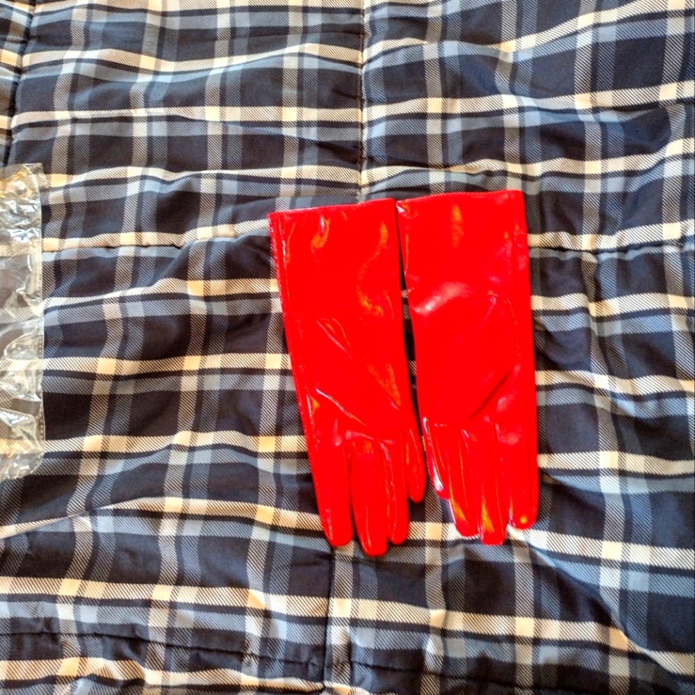 A pair of Red leather cosplay gloves